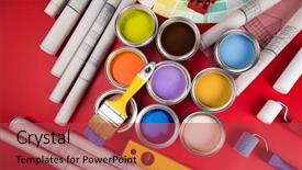  Presentation with rainbow paint - Slides with full buckets of rainbow colored background and a  colored foreground