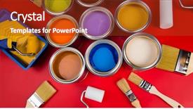  Presentation with rainbow paint - PPT theme consisting of full buckets of rainbow colored background and a  colored foreground