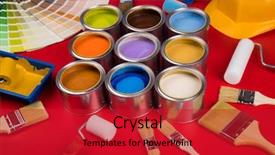  Presentation with rainbow paint - Theme enhanced with full buckets of rainbow colored background and a crimson colored foreground