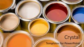  Presentation with rainbow paint - PPT layouts having full buckets of rainbow colored background and a gold colored foreground