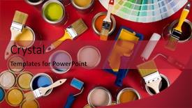  Presentation with rainbow paint - PPT theme featuring full buckets of rainbow colored background and a  colored foreground