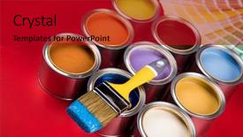 Presentation with rainbow paint - Beautiful presentation featuring full buckets of rainbow colored backdrop and a crimson colored foreground