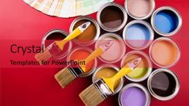  Presentation with paint bucket - Beautiful presentation theme featuring full buckets of rainbow colored backdrop and a red colored foreground