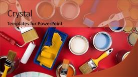  Presentation with rainbow paint - Beautiful presentation theme featuring full buckets of rainbow colored backdrop and a coral colored foreground