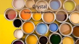  Presentation with rainbow paint - Audience pleasing PPT theme consisting of full buckets of rainbow colored backdrop and a gold colored foreground