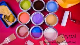  Presentation with rainbow paint - PPT theme with full buckets of rainbow colored background and a  colored foreground