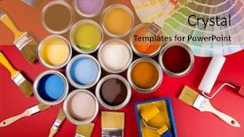  Presentation with rainbow paint - PPT theme consisting of full buckets of rainbow colored background and a gold colored foreground