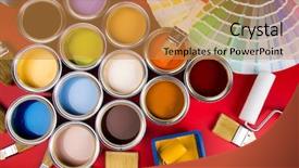 Presentation with rainbow paint - Colorful PPT theme enhanced with full buckets of rainbow colored backdrop and a  colored foreground