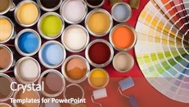  Presentation with rainbow paint - Theme consisting of full buckets of rainbow colored background and a  colored foreground