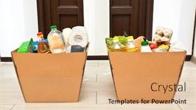  Presentation with eco - Audience pleasing slide deck consisting of full-cardboard-eco-box backdrop and a coral colored foreground