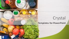  Presentation with grocery store - Beautiful PPT theme featuring full-cardboard-eco-box backdrop and a white colored foreground