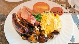  Presentation with english - Beautiful presentation theme featuring full-english-breakfast-on-table backdrop and a coral colored foreground
