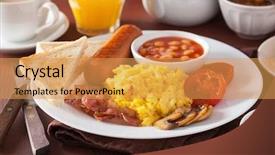  Presentation with english - Colorful slides enhanced with full english breakfast with scrambled backdrop and a yellow colored foreground