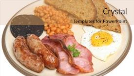  Presentation with english - Beautiful PPT theme featuring full english fried breakfast backdrop and a yellow colored foreground