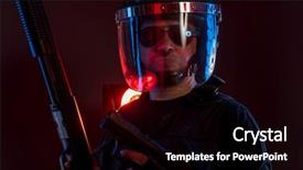  Presentation with riot - Slide set consisting of full equipment for anti-riot background and a black colored foreground