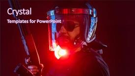  Presentation with riot - PPT layouts featuring full equipment for anti-riot background and a wine colored foreground