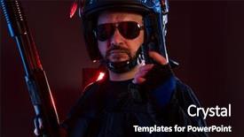  Presentation with riot - PPT theme consisting of full equipment for anti-riot background and a black colored foreground