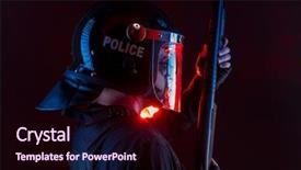  Presentation with riot - Slides having full equipment for anti-riot background and a wine colored foreground