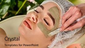  Presentation with medical face mask - Beautiful presentation featuring full face girl wearing medical backdrop and a coral colored foreground