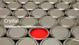  Presentation with paint - Presentation theme having full frame of paint cans background and a  colored foreground