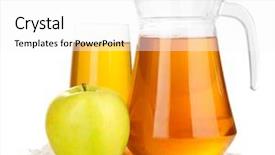  Presentation with juice - Beautiful presentation theme featuring full glass and jug of apple juice and apple isolted on white backdrop and a white colored foreground