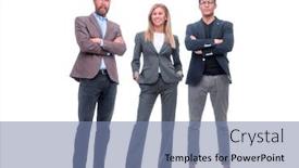  Presentation with business growth - Colorful presentation design enhanced with full growth a group backdrop and a seafoam green colored foreground