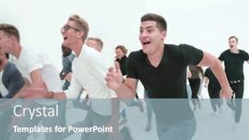  Presentation with forward - Theme featuring full-growth-a-group background and a light blue colored foreground