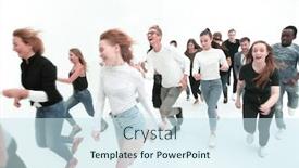  Presentation with growth - PPT layouts consisting of full-growth-a-group background and a sky blue colored foreground