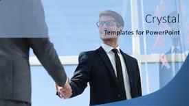  Presentation with business growth - Slide deck having full growth business partners handshake background and a light blue colored foreground