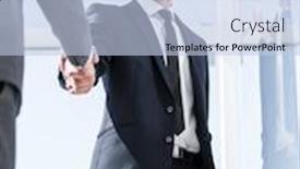  Presentation with business growth - Colorful slide deck enhanced with full growth business partners handshake backdrop and a light blue colored foreground