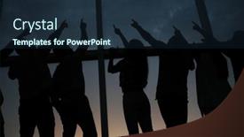  Presentation with business growth - Presentation design consisting of full-growth-business-team-pointing background and a tawny brown colored foreground