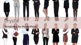  Presentation with business women - Amazing theme having full-growth-collage backdrop and a coral colored foreground