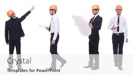  Presentation with growth - Slide set having full-growth-competent-engineer-architect background and a white colored foreground