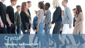  Presentation with diverse people - Beautiful theme featuring full-growth-diverse-young-people backdrop and a ocean colored foreground