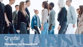  Presentation with diverse people - Presentation theme featuring full-growth-diverse-young-people background and a teal colored foreground