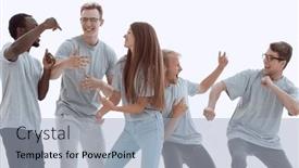  Presentation with diverse people - Presentation design consisting of full-growth-group-diverse and a light blue colored foreground