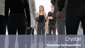  Presentation with casual young people - Slide set having full-growth-group-of-casual background and a gray colored foreground