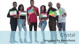  Presentation with diverse people - Presentation featuring full-growth-group-of-diverse background and a light blue colored foreground