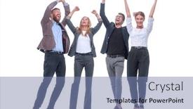  Presentation with business growth - Beautiful PPT theme featuring growth happy business team showing backdrop and a seafoam green colored foreground