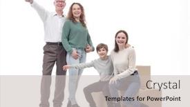  Presentation with growth - Amazing presentation design having full-growth-happy-family backdrop and a light gray colored foreground