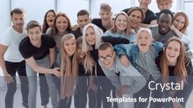  Presentation with growth - Slides with full-growth-happy-young-people background and a  colored foreground