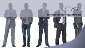  Presentation with business growth - Theme with full-growth-leader-standing background and a  colored foreground