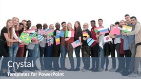  Presentation with growth - Presentation design having full-growth-people-from-different background and a ocean colored foreground