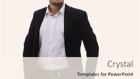  Presentation with business growth - Cool new presentation theme with full growth portrait of successful business man backdrop and a cream colored foreground