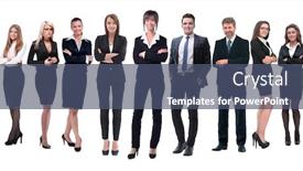  Presentation with business growth - Amazing slide deck having full-growth-professional-business-team backdrop and a ocean colored foreground