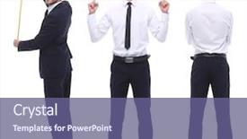  Presentation with engineering desk of civil engineer - Amazing PPT theme having full growth qualified engineer architect backdrop and a violet colored foreground