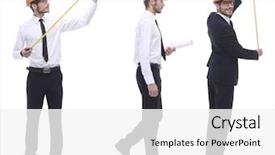  Presentation with engineering engineer or safety officer - Theme having full growth qualified engineer architect background and a white colored foreground