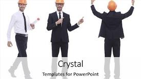  Presentation with engineering engineer or safety officer - Presentation design featuring full growth qualified engineer architect background and a white colored foreground