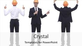  Presentation with growth - Audience pleasing theme consisting of full growth qualified engineer architect backdrop and a white colored foreground