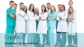  Presentation with nurses - Cool new theme with full-growth-smiling-doctors backdrop and a light blue colored foreground